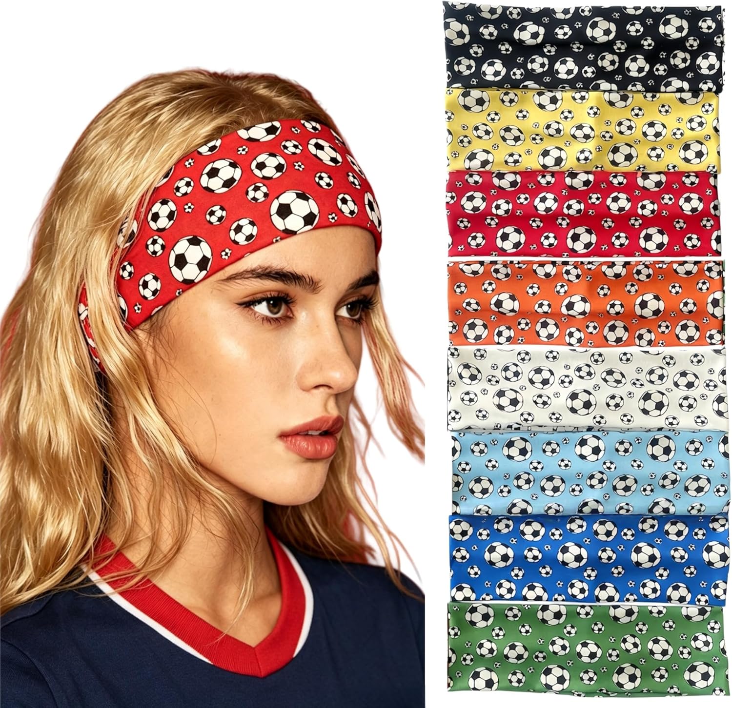 Soccer Headbands for Women & Kids, 4/8 Pack Football Fan Sweatbands, Stretchy Sports Hair Bands for Soccer Game Day, Unisex for Men Women Kids, Athletic Headwraps for the World Cup