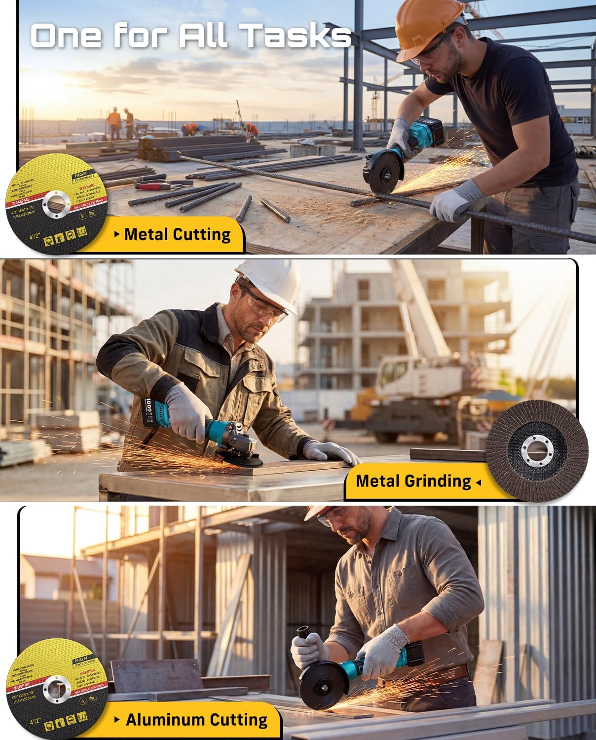 SEESII Angle Grinder Cordless 21V, 9500RPM Battery Grinder Tool, Brushless Motor, 2X 4.0Ah Batteries, Lightweight Design, Power Electric Grinder Kit for Metal Cutting, Grinding