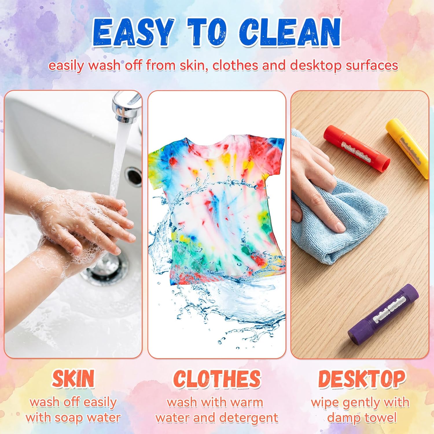 24 Sets Tempera Paint Sticks 192 Pcs 8 Colors Washable Quick Drying Art Solid Tempera Paint Stick Bulk Crafts Supplies