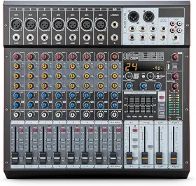 Mesa de Som Amplificada de Canais com 99 Efeitos DSP, Amplificador de 500W×2, Bluetooth, USB/MP3, Phantom Power de 48V, EQ de 5 Bandas - Mesa de Mixagem Profissional (VDA309L-127V)