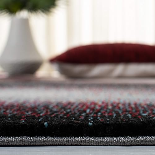 Miniatura 4 de SAFAVIEH Hollywood Collection - Alfombra de área de 5.3 x 7.6 pies, beige y azul, diseño moderno de mediados de siglo, no desprende pelusa y de