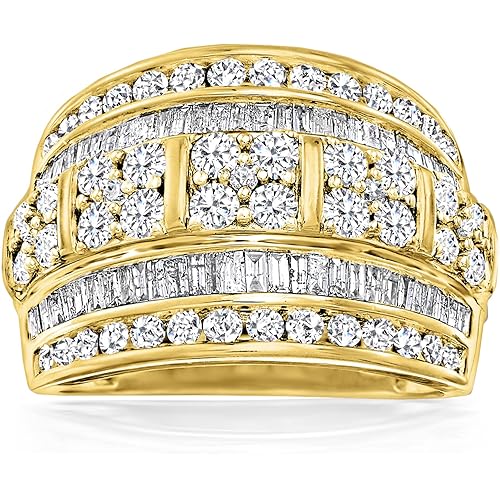 Ross-Simons 2.00 ct. t.w. Baguette and Round Diamond Multi-Row Ring in 18kt Gold Over Sterling