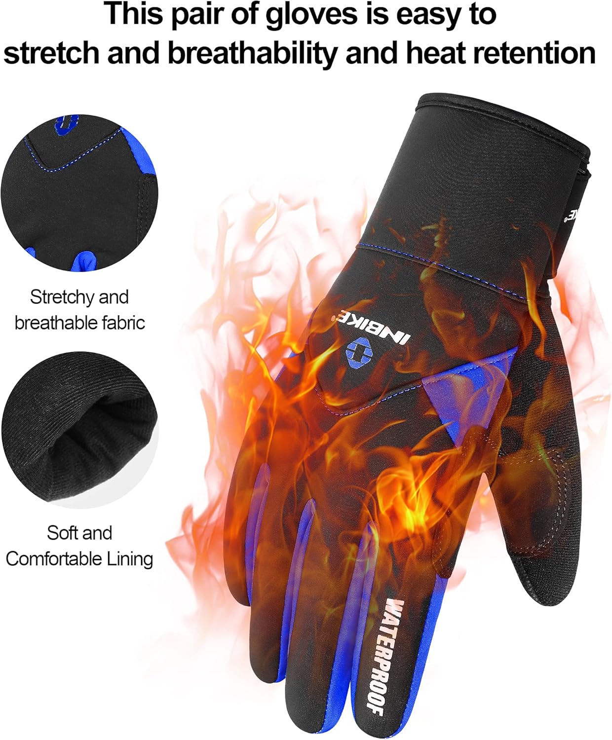 INBIKE Winter Cycling Gloves for Men Women Cold Weather Thermal Windproof Gel Bike Gloves Touch Screen - Image 4