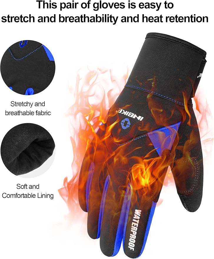 Guantes térmicos para ciclismo invierno INBIKE azul talla mediana miniatura 4