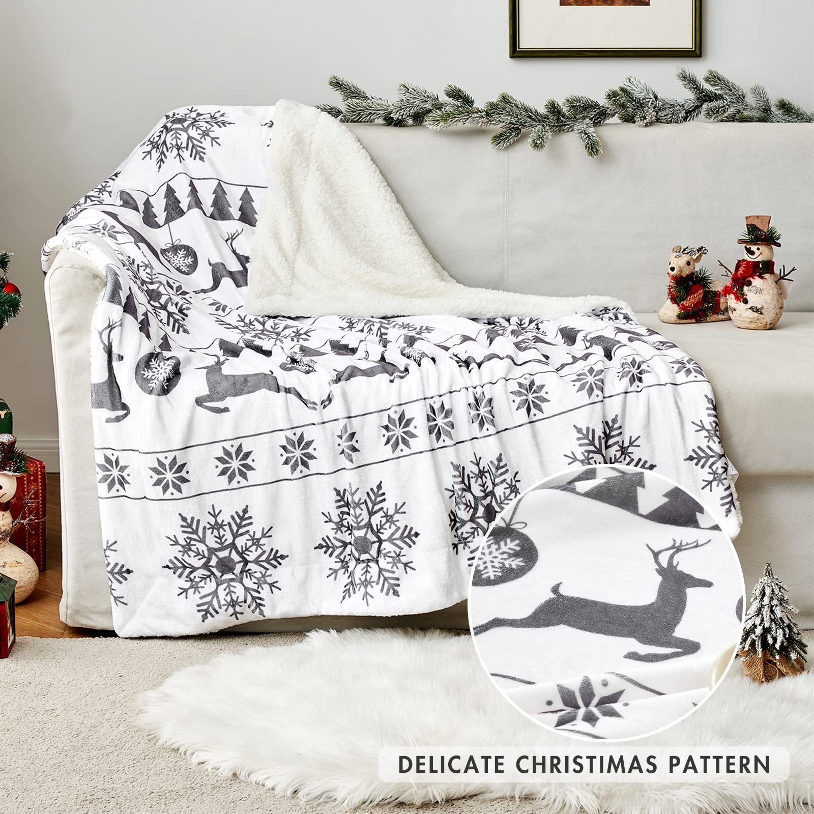 Weihnachtsdecke Aus Mikrofaser-Fleece – Wendbar, Rot Mit Schneeflocken, 127x152 Cm, Ultraweich & Wärmend