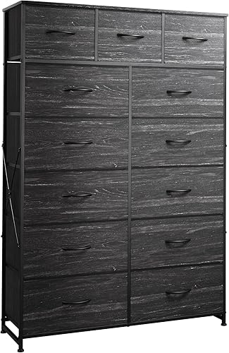 WLIVE Cómoda alta para dormitorio con 13 cajones, unidad organizadora de tocador, cómoda de tela para dormitorio, armario, cómoda, marco de acero,