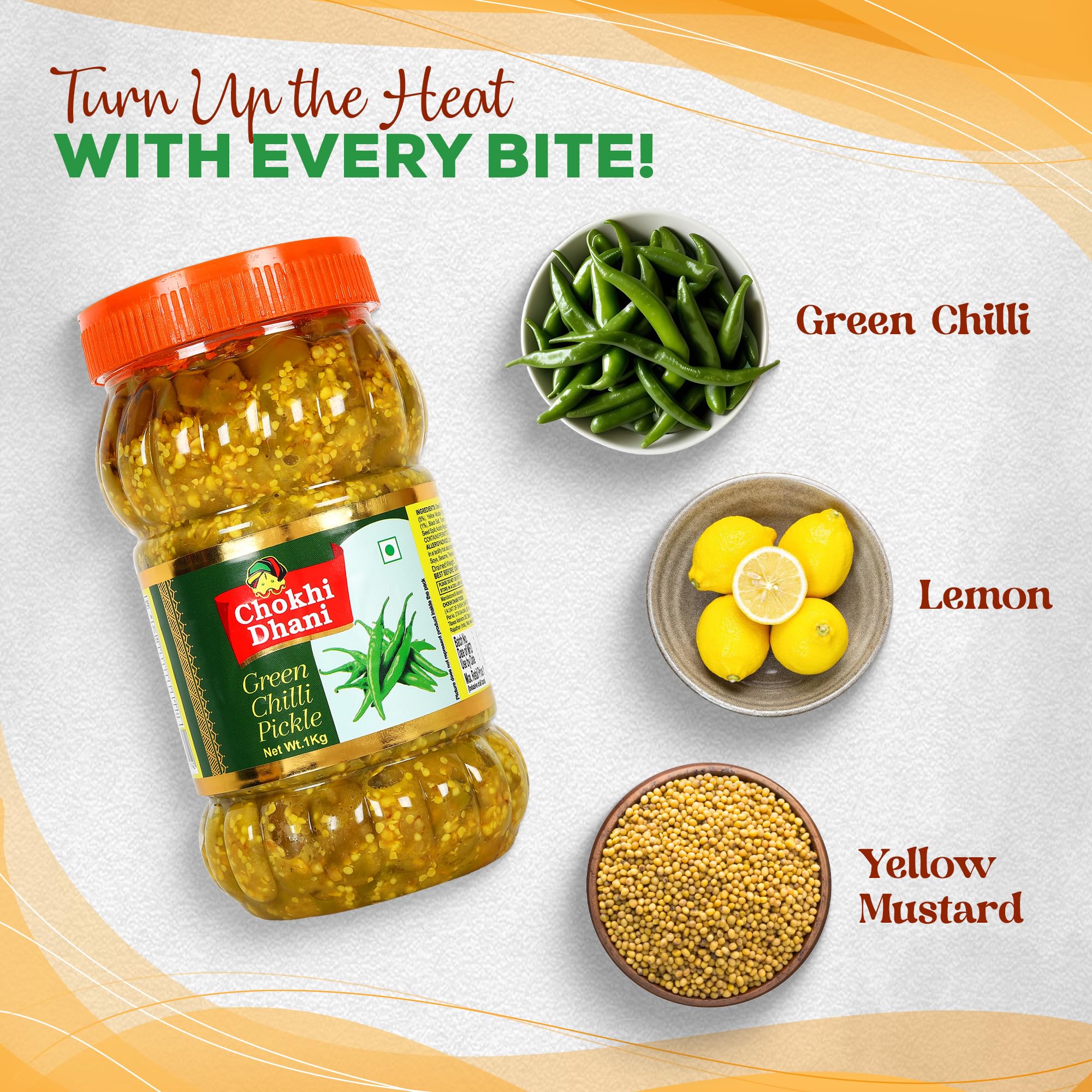 Chokhi Dhani Green Chilli Pickle 1kg | Hari Mirch Achar | Mustard Oil Indian Pickle | Spicy & Tangy | No Artificial Colours or Flavours | Homemade Style 2