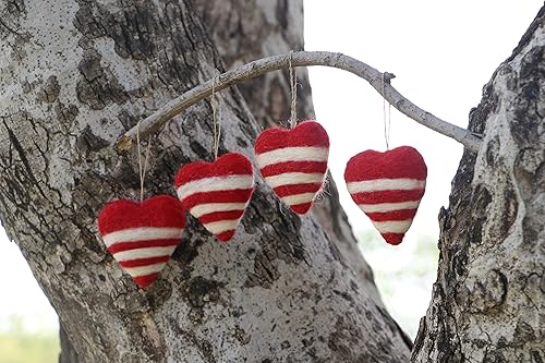 Miniatura 6 de De Kulture - Bola colgante de fieltro de lana de alta calidad, hecha a mano, con forma de corazón, con aguja, respetuosa con el medio ambiente,