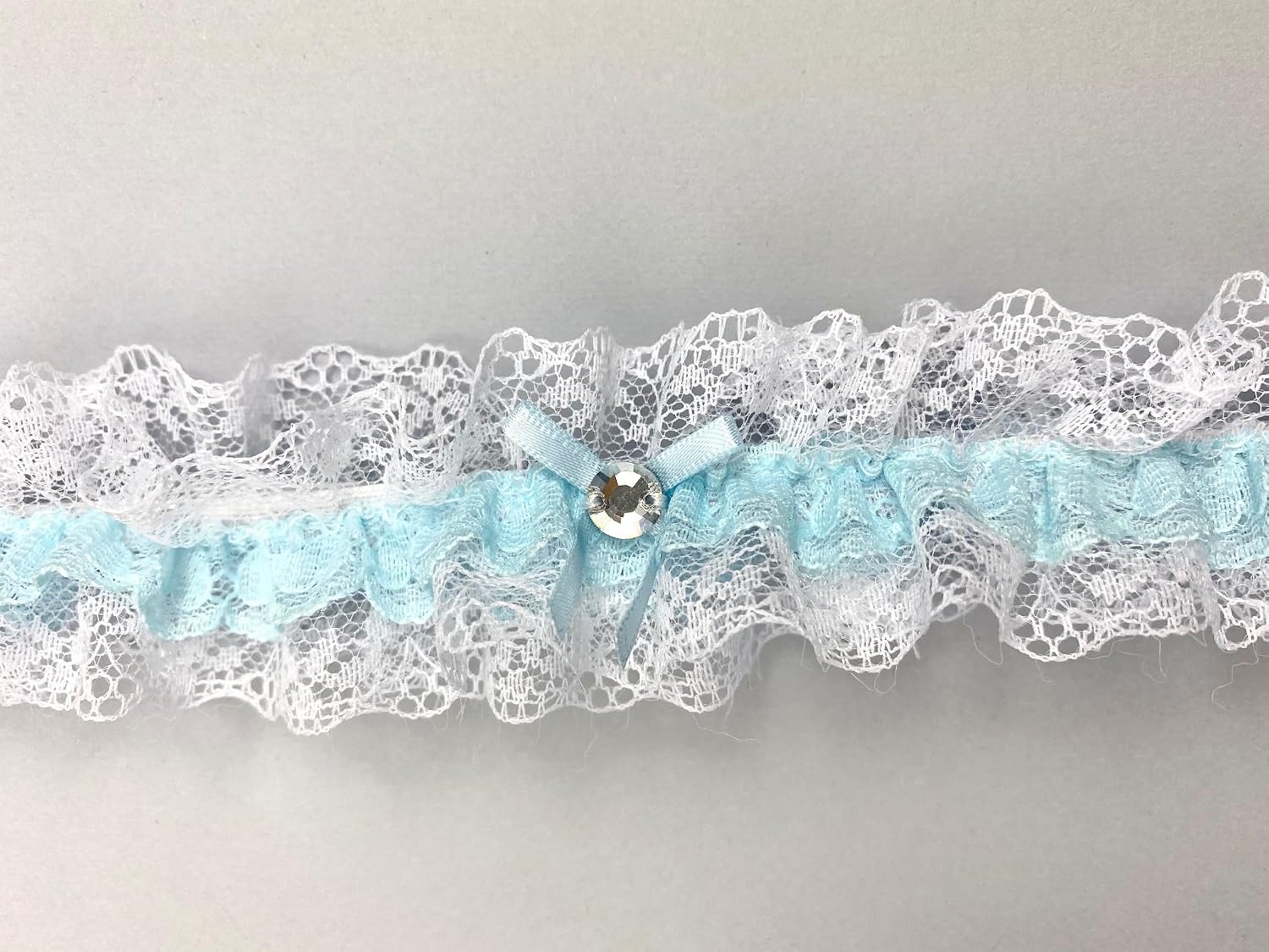 Generic White & Blue Lace Garter, Modern, One Size, Bride, Wedding Garter