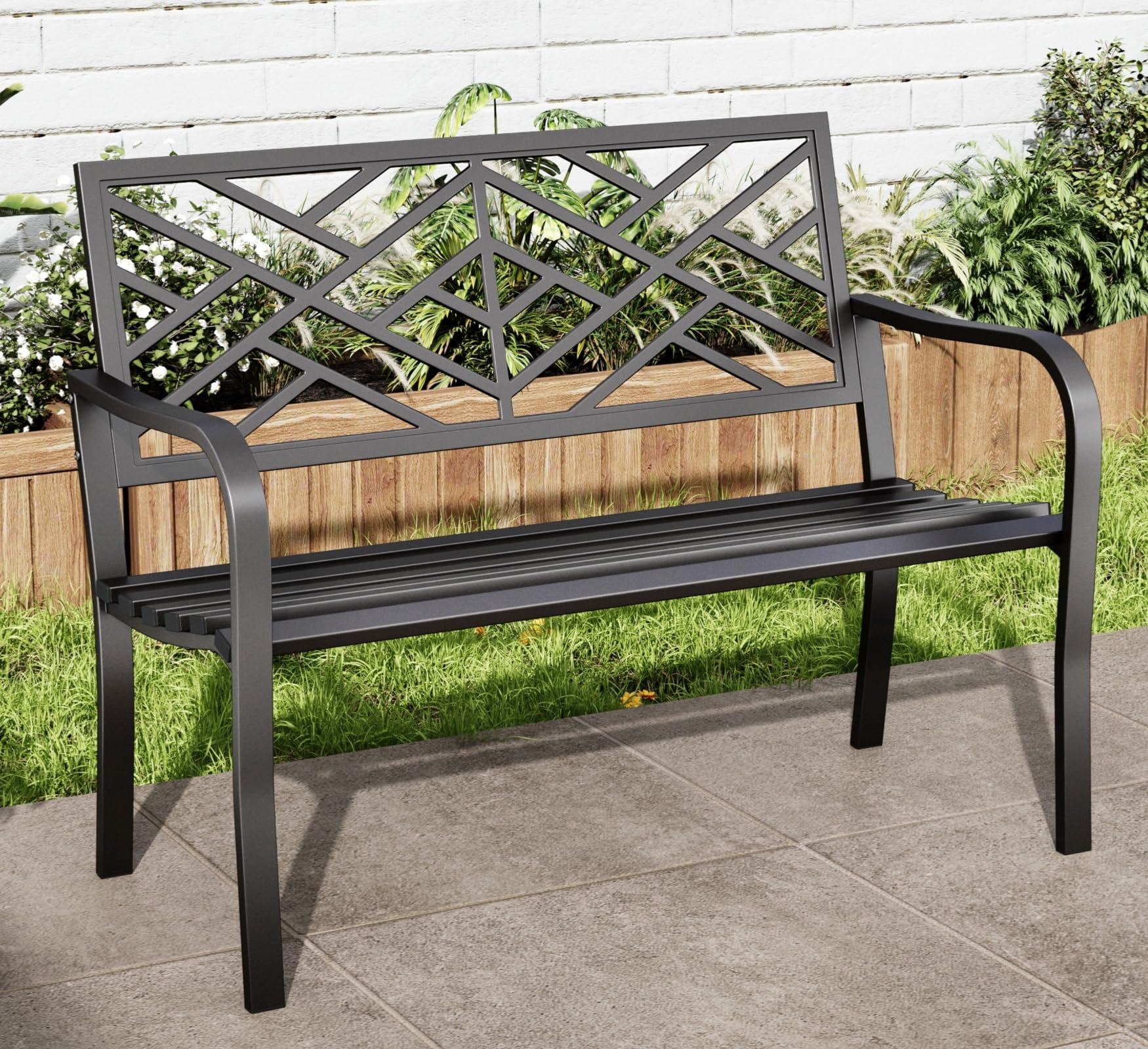 Amazon.com : MFSTUDIO 43.7 Inches Outdoor Garden Bench, Cast Iron