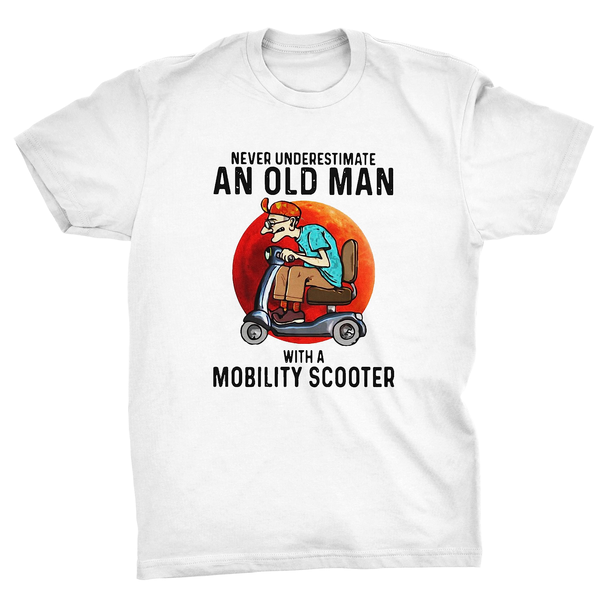 Viper By Gld Products Men's White Viper Never Underestimate An Old Man On A Mobility Scooter Funny T-Shirt (, 4XL)