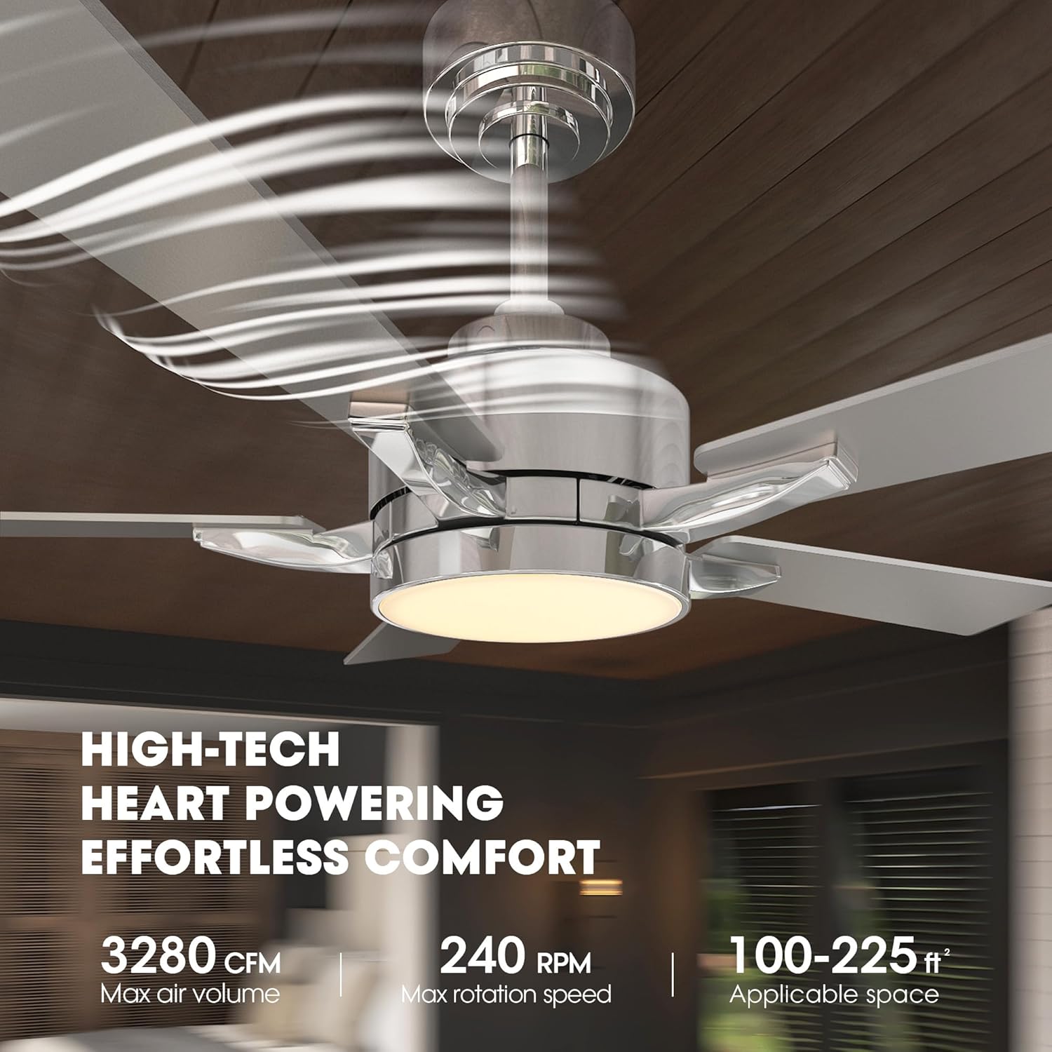 LUDOMIDE Ceiling Fan with Light, 42" Modern Low Profile Ceiling Fan with Light, DC Reversible Motor, Smart APP & Remote Control, Whisper Quiet, Dimmable LED for Bedroom/Living Room