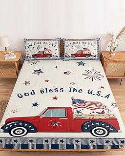 Independence Day Twin XL Fitted Sheets Deep Pocket Up to 16