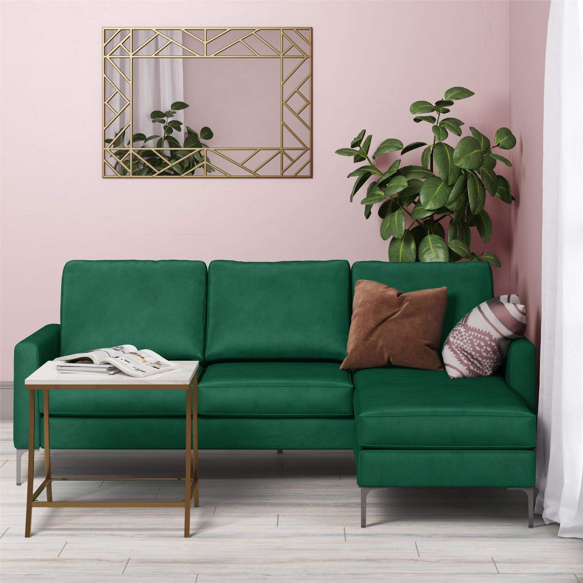 Novogratz Chapman Sectional Sofa Velvet Green