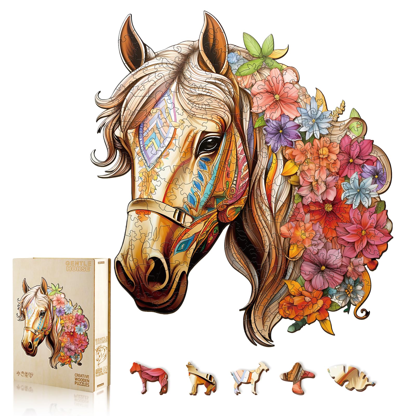 Wooden Puzzle for Adults, Wooden Horse Puzzle, Wood Puzzles Adult, Birthday for Women Men, Family Puzzle Game (L-13.8×12.5in - 270pcs)