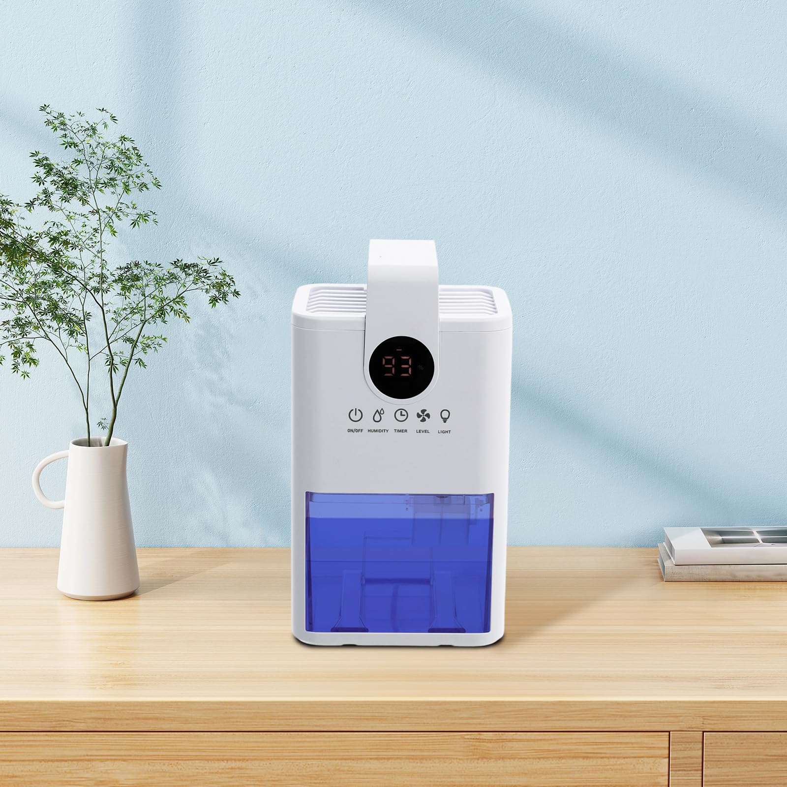 Deumidificatore elettrico 200 ml/giorno, 1 l, con LED a 7 colori e timer, silenzioso, 22,5 W, 30 m², deumidificatore per camera da letto, bagno, cantina, camper