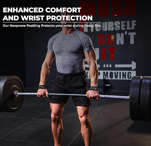 Miniatura 5 de Lifting Straps for Weightlifting, Bodybuilding, Powerlifting, Strength Training, & Deadlifts - Padded Neoprene 21 inch Cotton Lifting Wrist Straps,