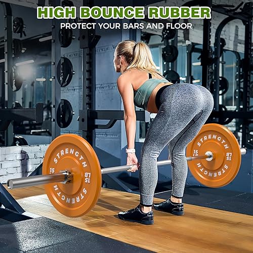 Miniatura 3 de XDDIAS Juego de discos olímpicos coloridos de 2 pulgadas, juego de discos de peso olímpico de goma de color de alto rebote, ideal para gimnasio en