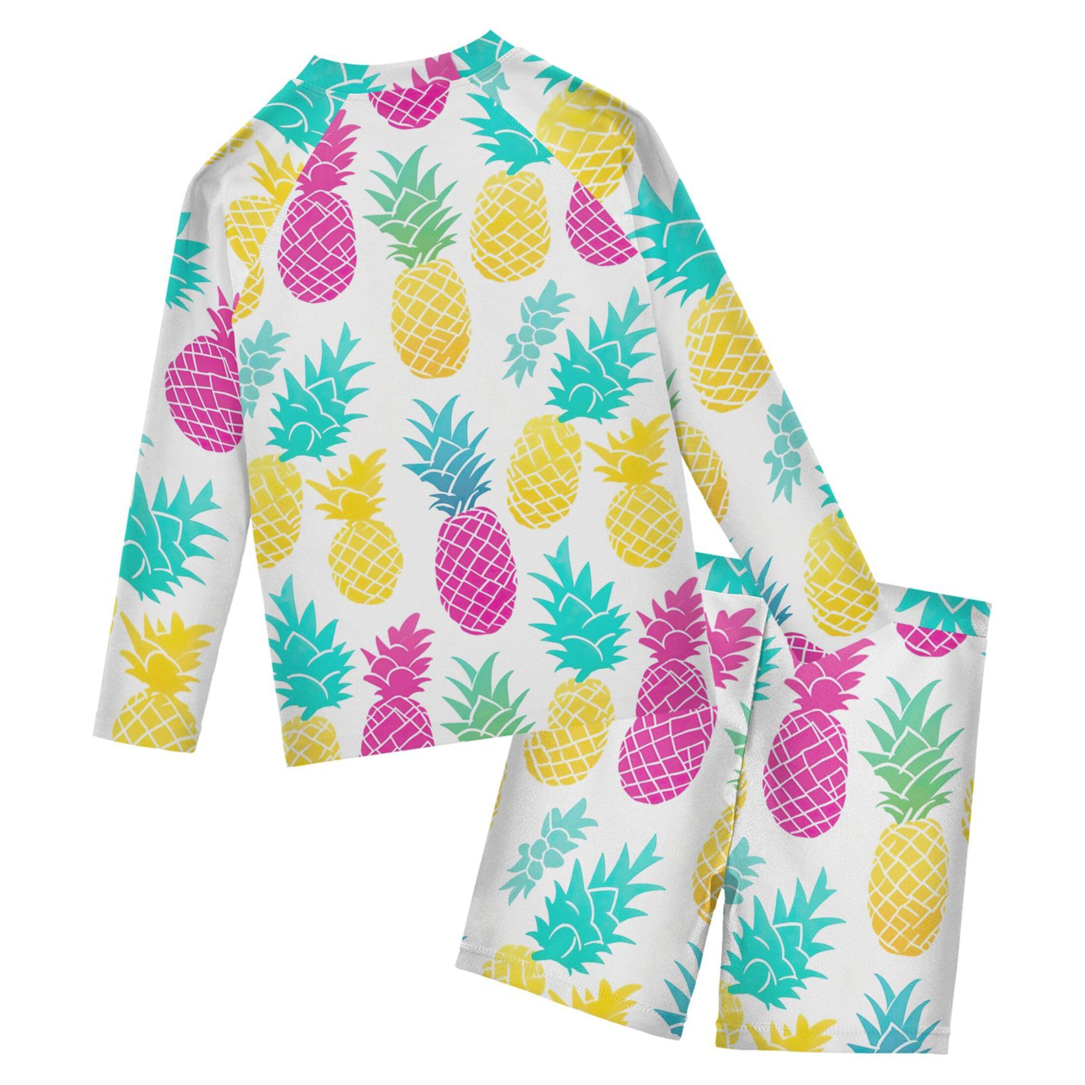 Pineapple Fruit Summer Boys Rash Guard Swimsuits Set for Boys Long Sleeve Swim Shirts Bathing Suits B0403884