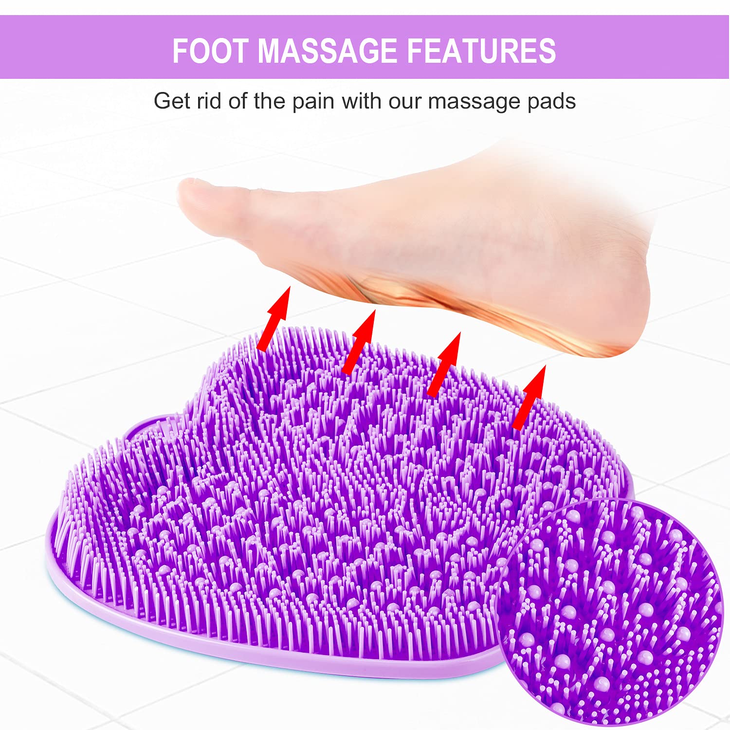 Almohadilla de Lijado para los pies de la Ducha con ventosas Antideslizantes, Cepillo para los pies para Limpiar y Eliminar la cutícula de los pies, Almohadilla Reflectante para relajar los pies