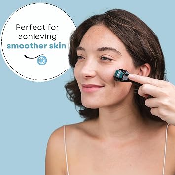 Derma Roller 540 Titanium Microneedles for Hair, Beard & Skin | Microneedling Roller for Face & Scalp | Includes Storage Case (Blue)
