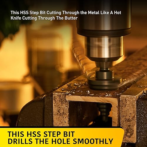 Miniatura 2 de 10 Tamaños Broca de Paso para Hoja de Metal, 14 a 1-38 Pulgadas Broca de Cono de Acero de Alta Velocidad para Perforación y Corte, Broca Unibit