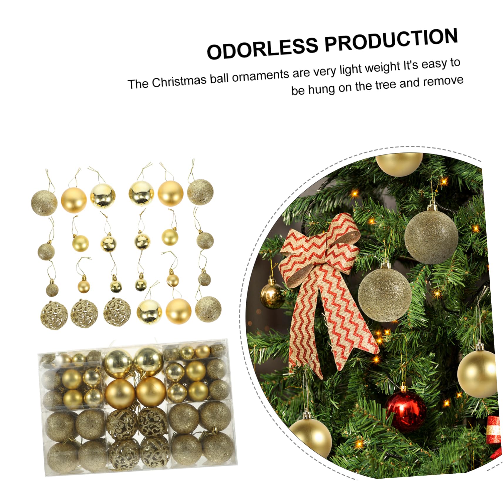 100pièces Boites Boules de Noel Suspendre Sapin Decoration Noel Pendentif Accessoires de Scene