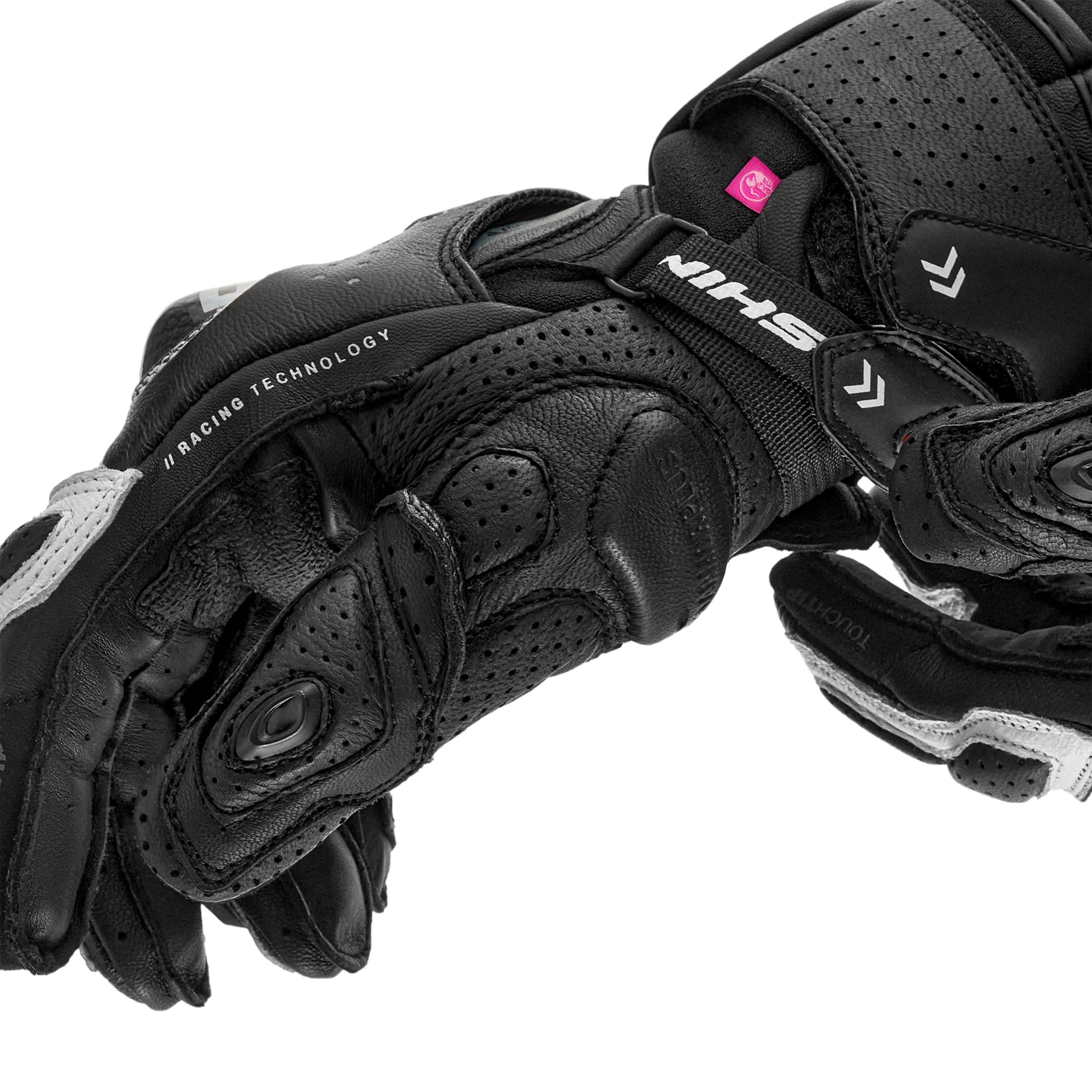 SHIMA RS-3 Motorrad Handschuhe Damen Leder Lange Sommer Motorradhandschuhe Schutz Touchscreen Touren Lederhandschuhe Motorcycle Belüftet Verstärkt Scheibenwischer (Damen, Rosa, XS)