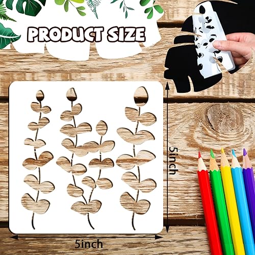 Miniatura 3 de Juego de 20 plantillas reutilizables para estarcir, plantillas de primavera e invierno, de Navidad, para pintar sobre pared de madera, decoración