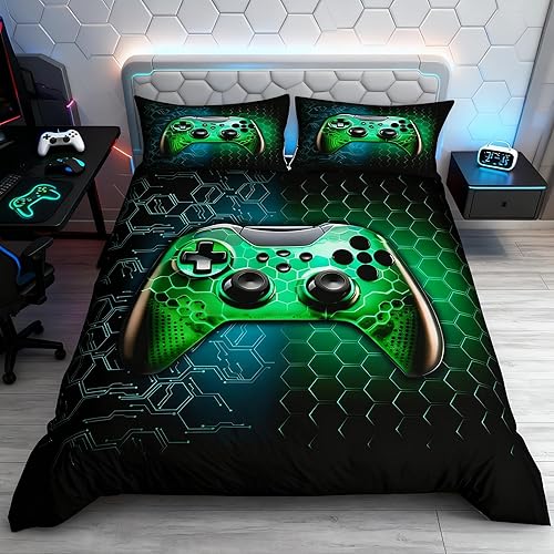 Miniatura 17 de Funda de edredón de sóftbol tamaño Queen para niños y niñas, juego de ropa de cama de color amarillo degradado, funda de edredón para juegos Camping