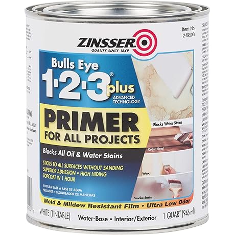 Zinsser Cover Stain Interior/Exterior Primer & Paint - 1 Quart, True White (249933)