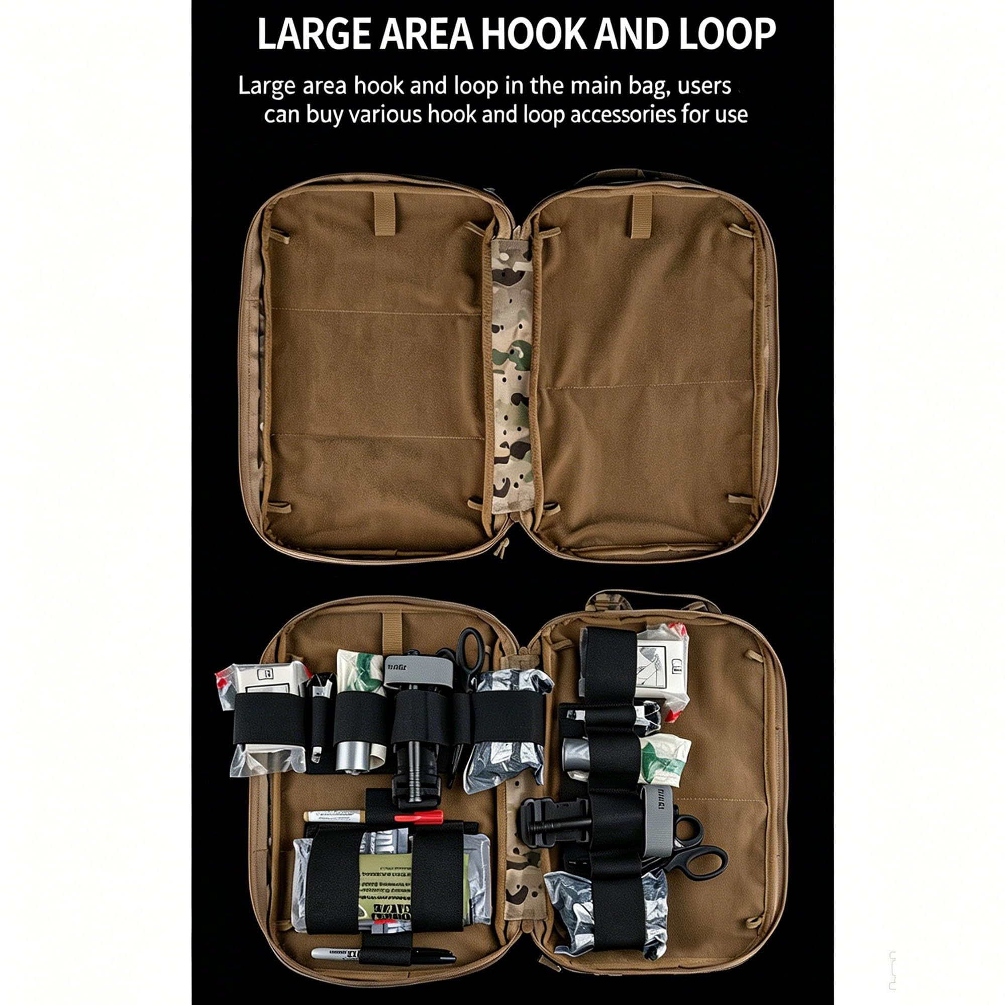 Mochila Médica Táctica con Sistema MOLLE, Bolsa De Primeros Auxilios De Gran Capacidad For Senderismo Y Acampada Al Aire Libre
