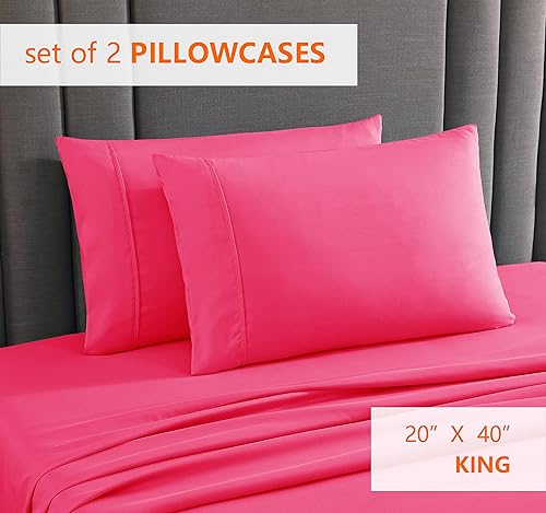 Miniatura 2 de American Home Collection Juego de 2 fundas de almohada de microfibra de doble cepillado, suaves y de fácil cuidado (rosa, tamaño King 20 x 40