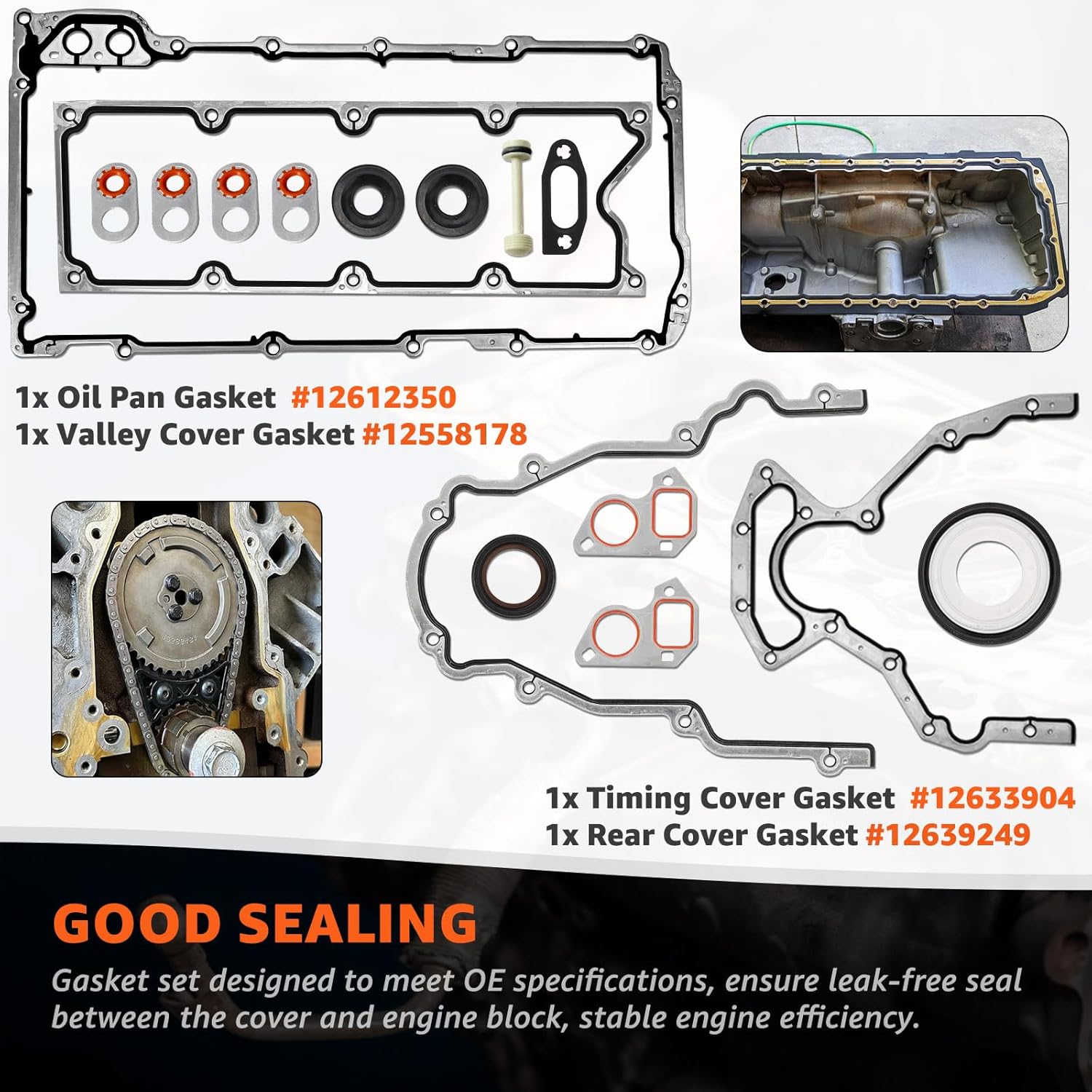 LS 5.3 Gasket Set & MLS Head Gaskets Fits 4.8L 5.3L 5.7L LS1 LS6 LM7 L59 LR4 Gen 3 V8 Engines Compatible with Chevy GMC Cadillac Buick Models Replace# 12589226 12558178 12612350