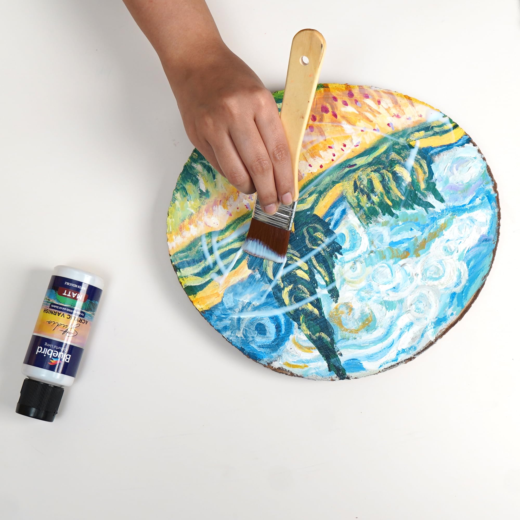 BLUEBIRD Studio Acrylic Varnish, Matt, 3.38 Fl Oz (100ML), Non-Yellowing, Non-Toxic, Anti-Crazing, Basic Varnish for Pro Artists, Hobby Painters & Kids