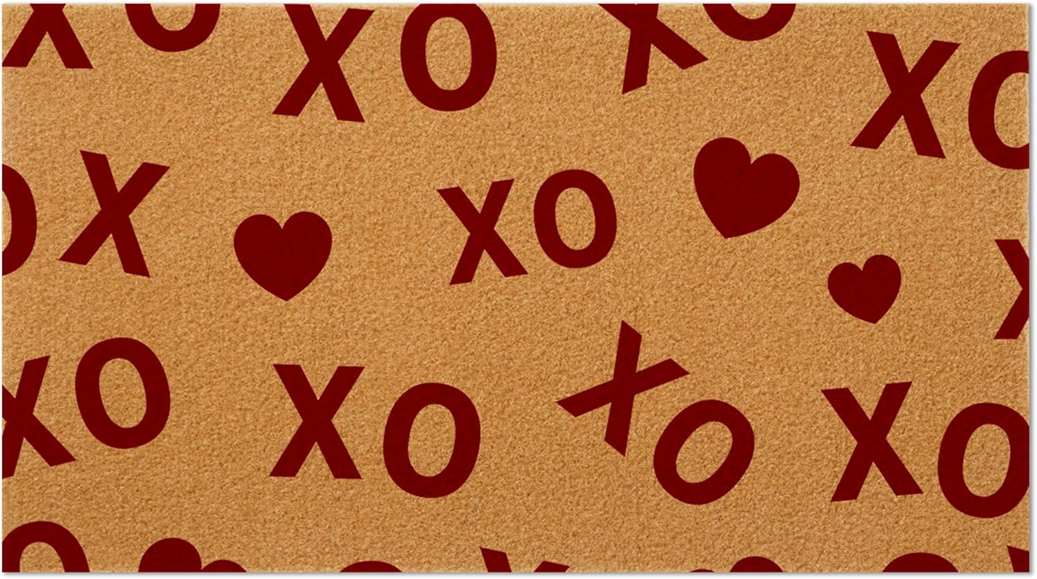 QOUBAI Valentine's Day Coir Door Mat Red Pink Heart Front Doormat Valentines Welcome Door Rug for Valentine's Day Indoor Outdoor Home Bathroom Porch Entrance Decorations 17 x 30 Inch
