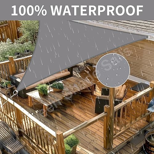 Miniatura 2 de Neween Toldo con kit de herramientas, vela triangular de 6 pies 7 pulgadas x 6 pies 7 pulgadas x 6 pies 7 pulgadas, impermeable, para patio,