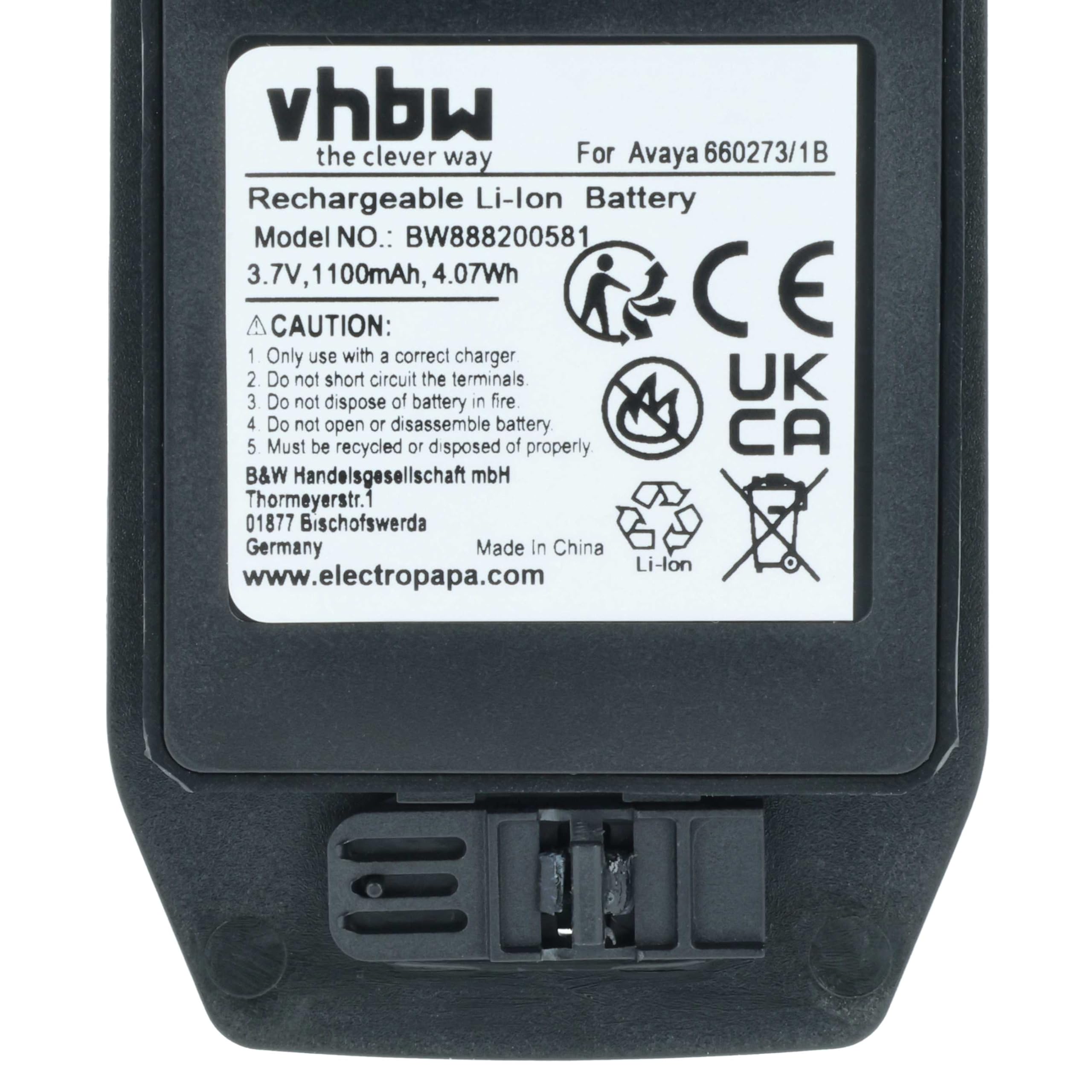 vhbw 3 x bateria kompatybilna z Avaya Dect 3745, DECT 3740, 3700 EX, DECT 3749 telefon komórkowy smartfon (1100 mAh, 3,7 V, litowo-jonowy)