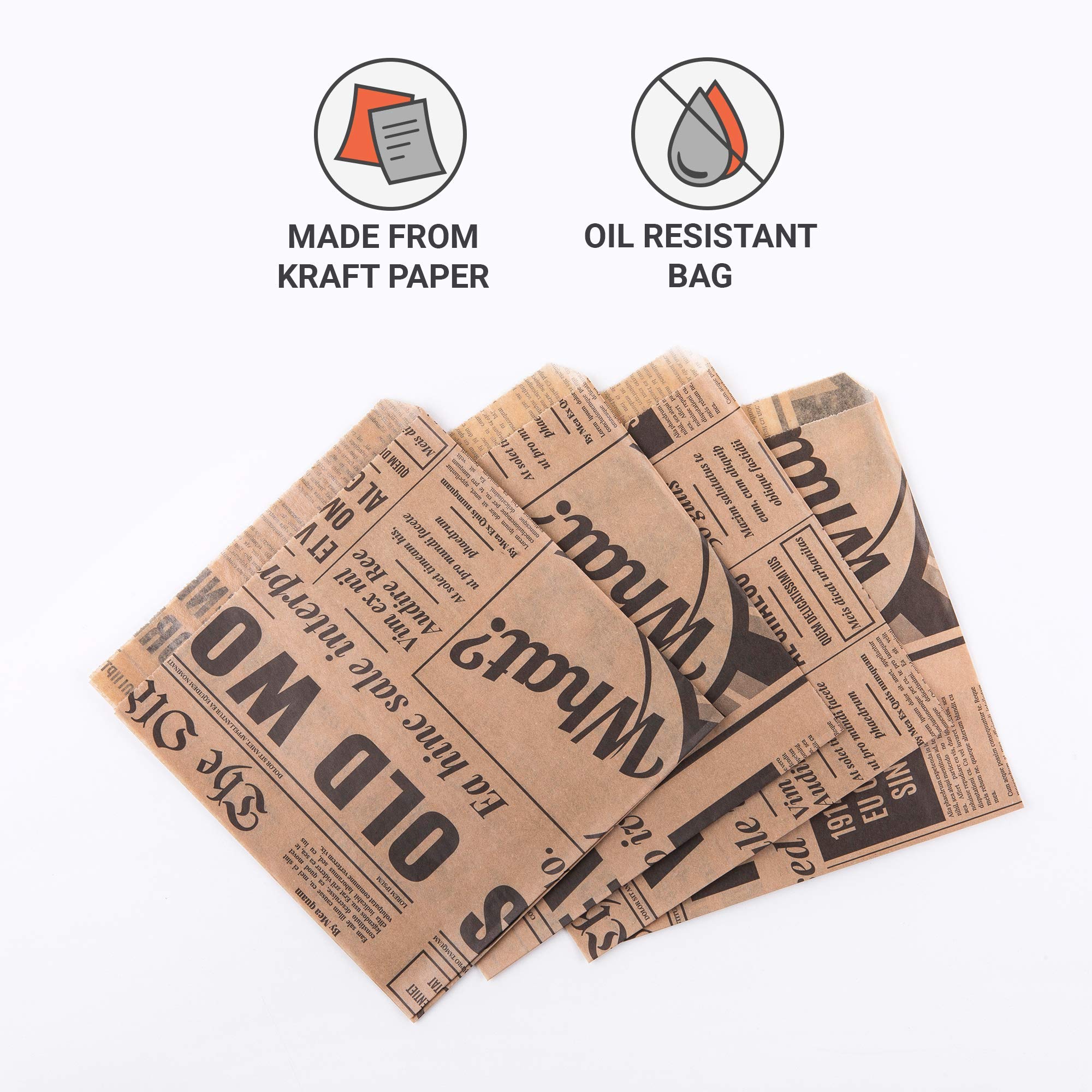Oldnews Craft 150 x 150 mm Paper Sack Bags Contenitore per il pranzo cibo hamburger patatine fritte (400)