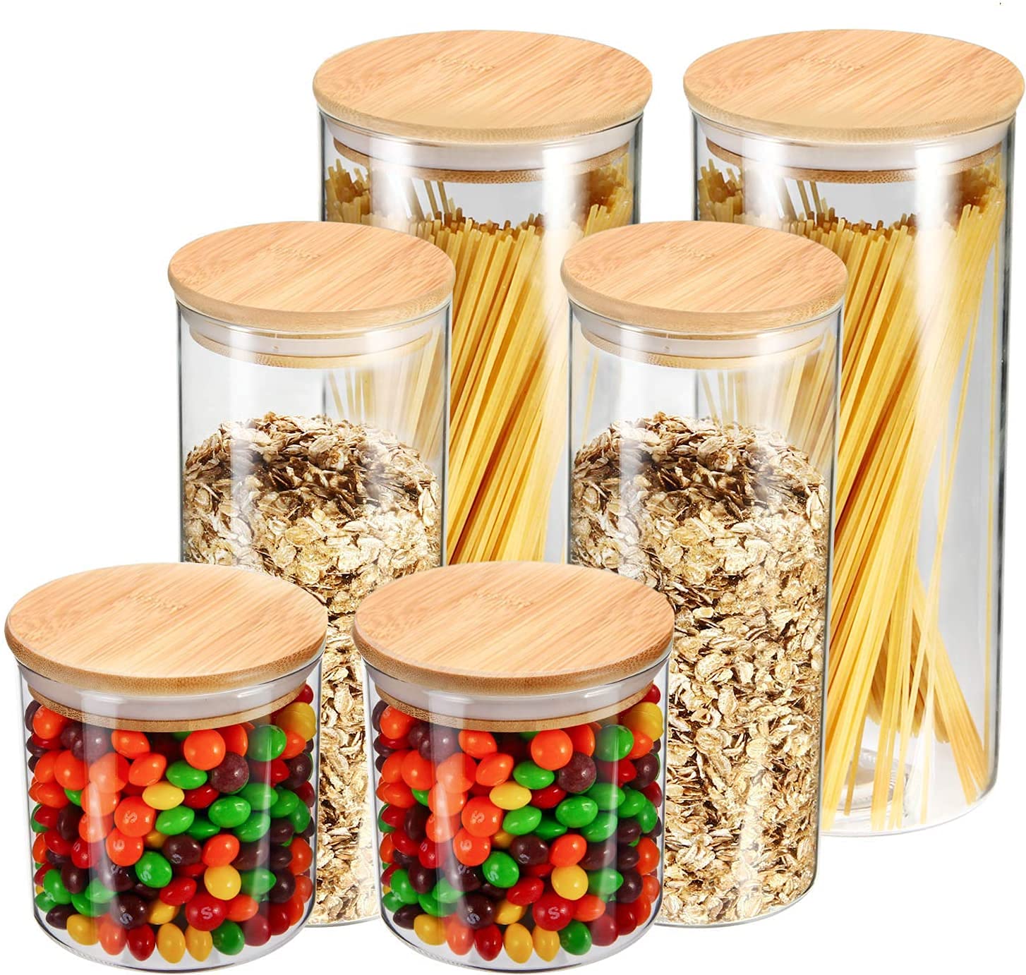 Glass Food Storage Containers Set,Spice Jar Set,3 Piece Glass Jar with