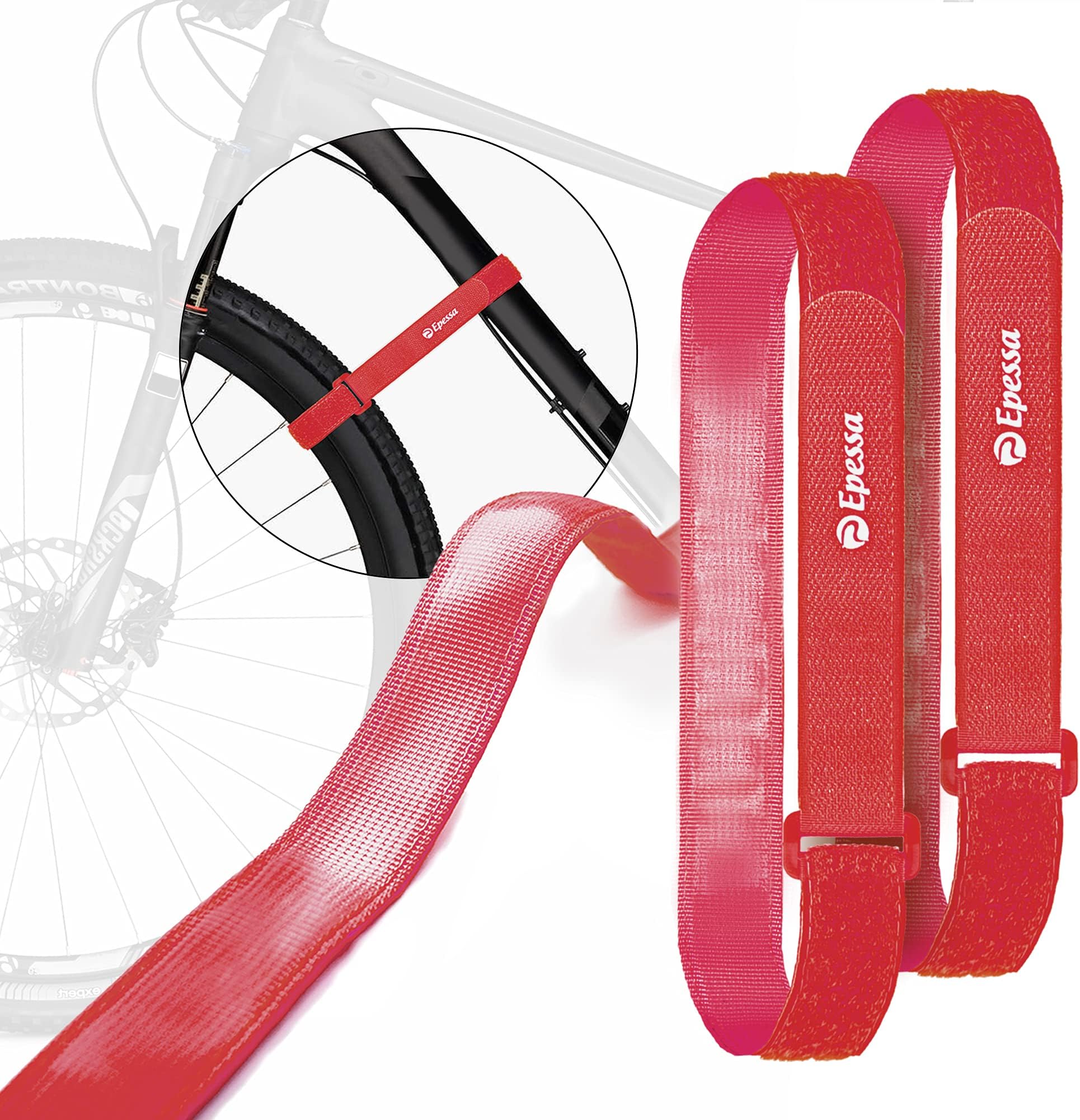 Bike Rack Strap Bike Wheel Stabilizer Straps, Bike Strap with Stonger Gel Grip, Adjustable Bicycle Wheel Strap, Bike Tie Down Straps, Bike Straps for Rack(2xRed 30")