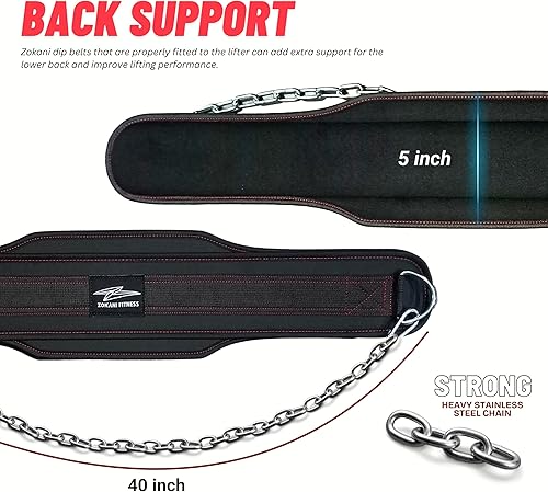 Miniatura 6 de Hold weights up to 800lbs Zokani Dip Belt with Chain for Heavy Weightlifting Exercises,Squats, deadlifts, pull Up Weight Belt, Dipping Belt, Men and