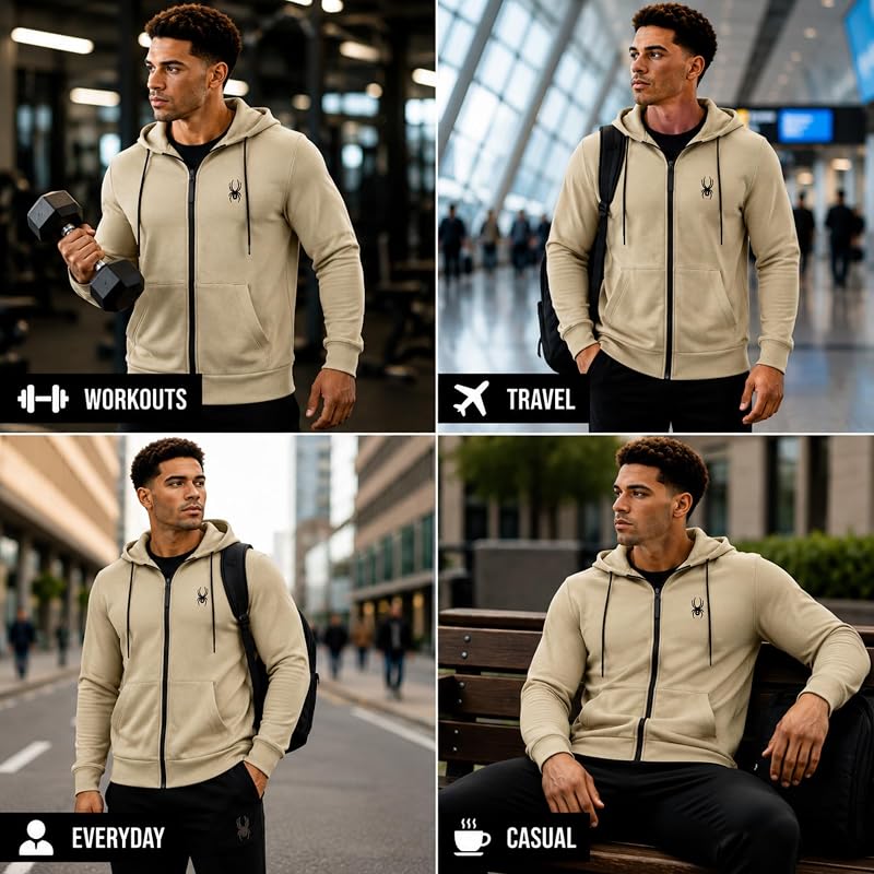 Mens Athletic Hoodie Moisture Wicking Fleece Zip Up image 3
