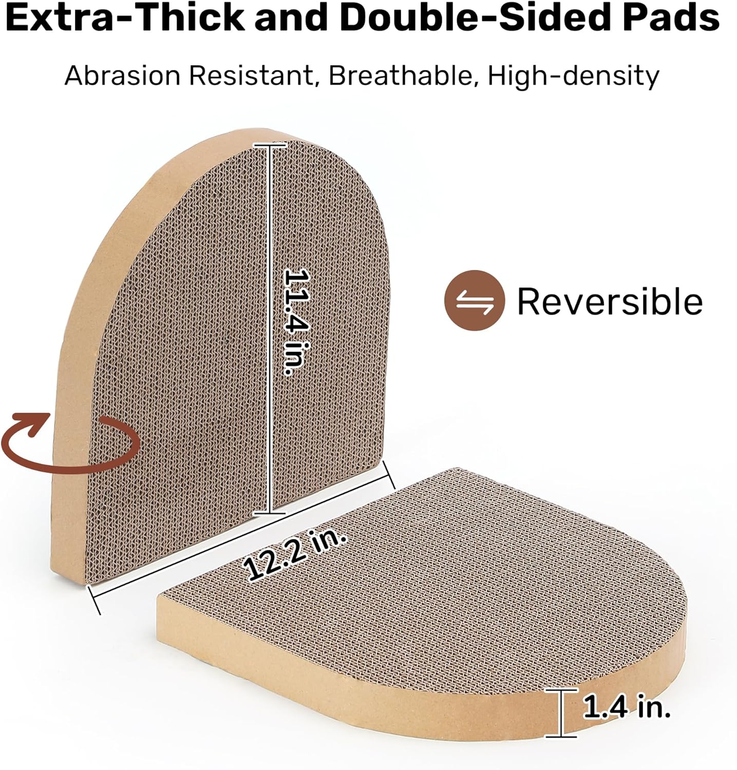 FUKUMARU Cat Scratcher, 24 Inch Sofa Shape Cat Scratching Bed, Reversible Detachable Cats Scratching Board, Round Cats Scratch Pads Refill Indoor, Caramel