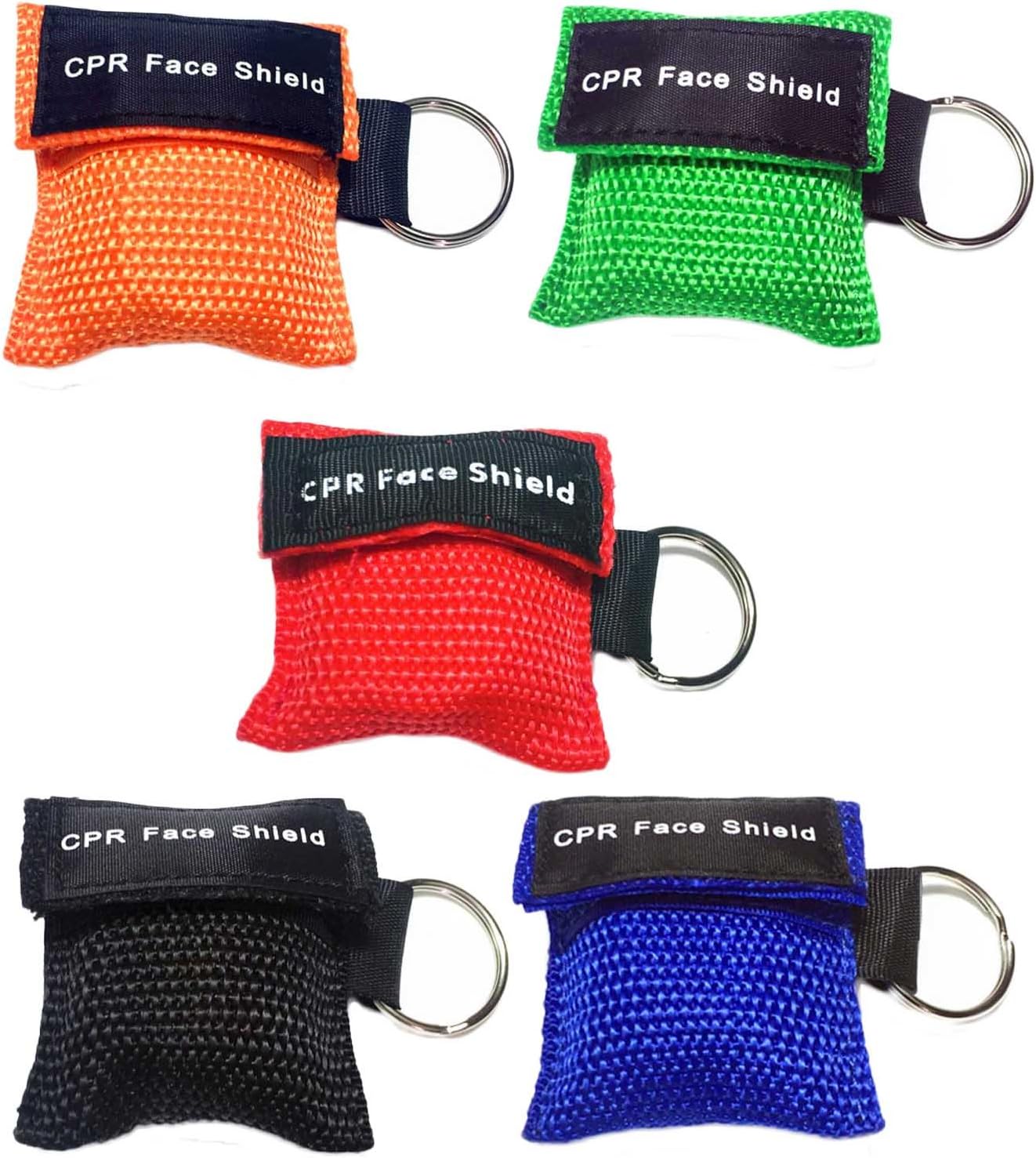 HDmirrorR Beetest Face Shield First Aid, 5 PCS CPR Face Shield Disposable CPR Mask Face Shield First Aid Mask with One-way Valve Key Ring for Adults And Children Easy To Carry Mixed Color