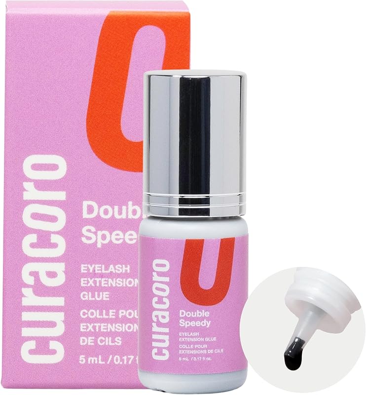 Curacoro Double Speedy Eyelash Extension Glue 5ml, 0.5-1s Dry Time | Extra Strong Adhesive for Salon Use, Clear & Black, 7-8 Week Retention, For Trained Lash Technicians Only