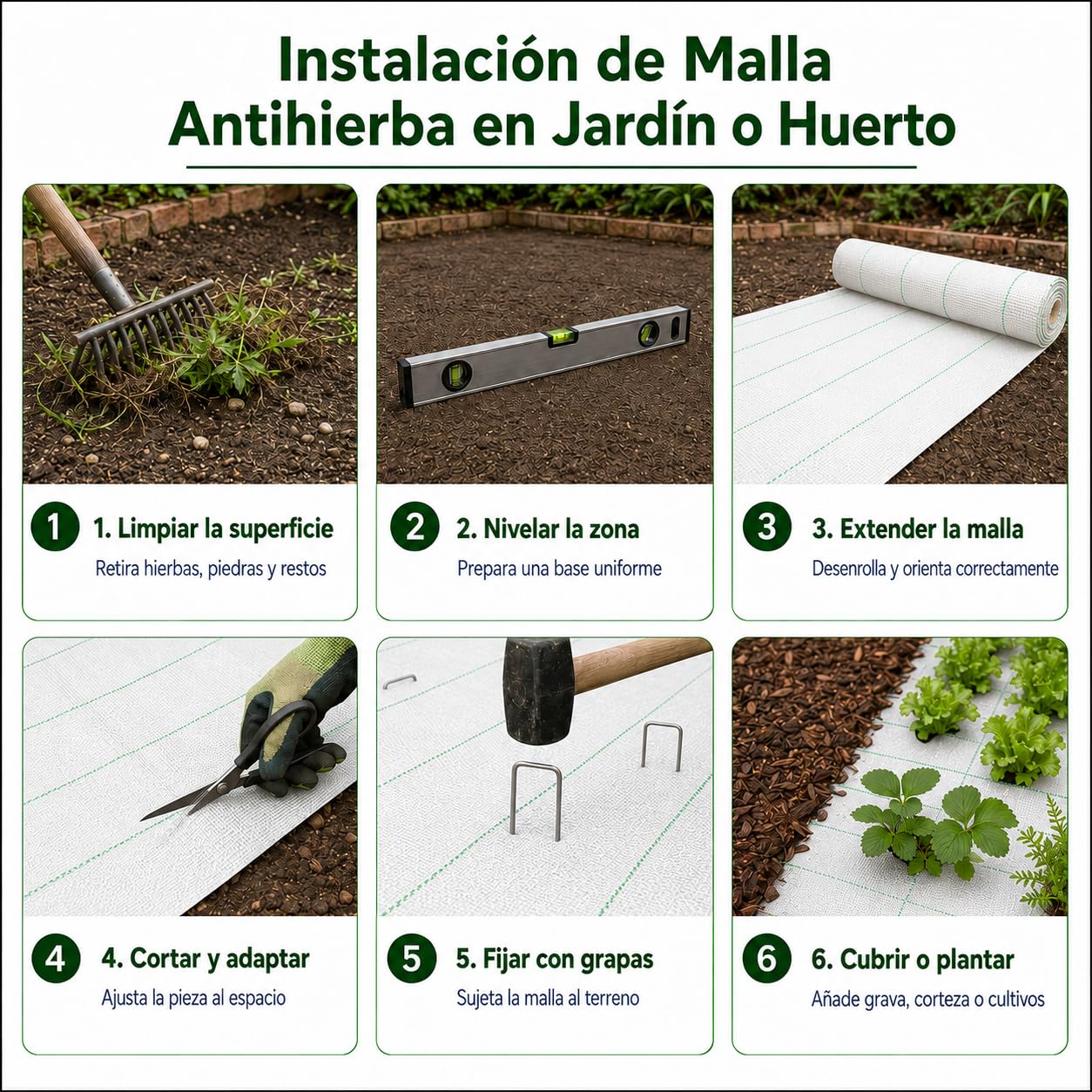 Malla Antihierba Blanca 2x25m, 105gr, Malla Geotextil contra Maleza y Malas Hierbas, para el Huerto, Estable a Rayos UV y Permeable