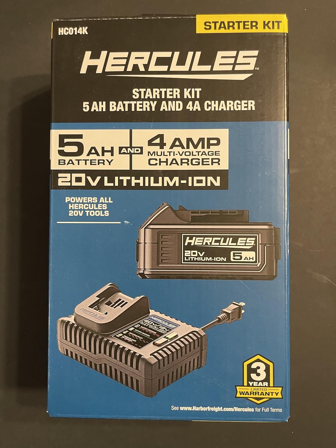20V 5 Ah Extended-Performance Lithium-Ion Battery and 4 Amp Multi-Voltage Charger Starter Kit - Compatible with Hercules