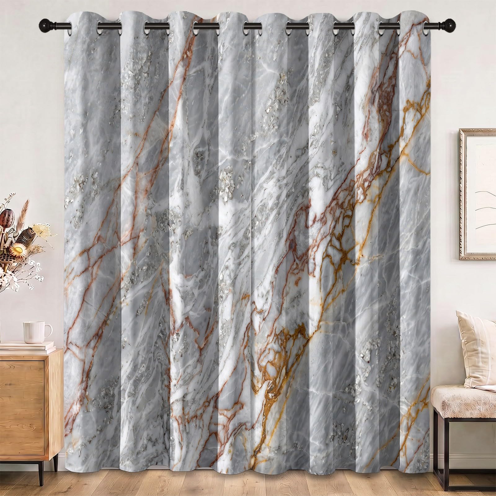 Marmor Adern Kristalle Blickdichte Vorhäng, H175 x B140 cm (2er Pack)
