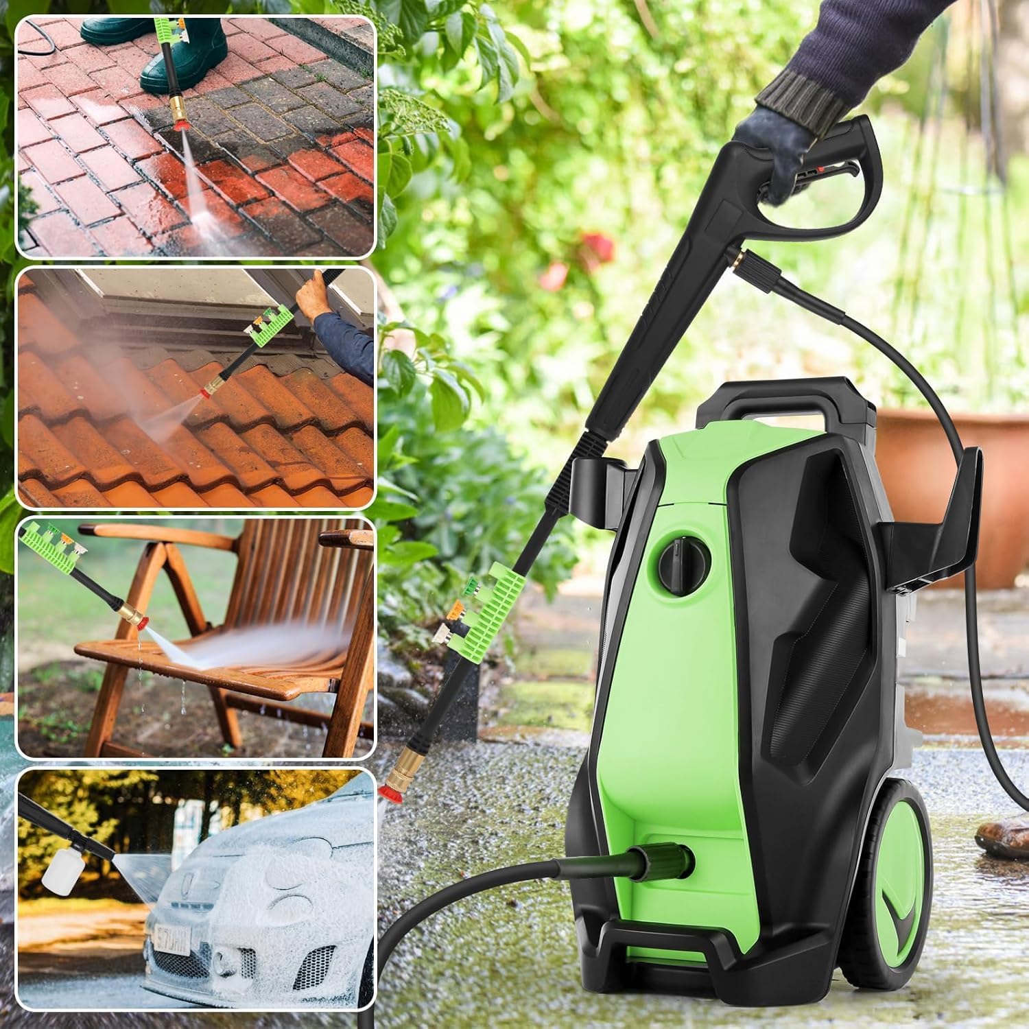 5000PSI Pressure Washer, Heavy Duty Power Washer with Foam Cannon, 4 Nozzle Tips,33FT Hose and Soap Bottle for Home/Cars/Driveways/Patios/Decks/Fences